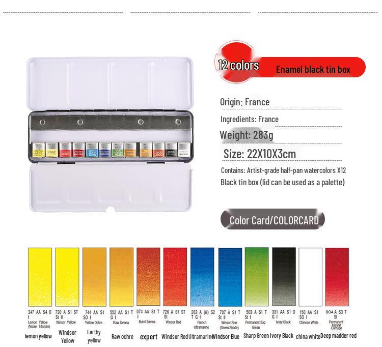 Winsor & Newton Cotman Watercolor Set: 24 Colors In Tin Box, Artist Series.