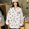 Retro Hundepfotenabdruck Kapuzensweatshirt für Damen im Frühling und Herbst Dünner Mantel Koreanisches Lazy Top