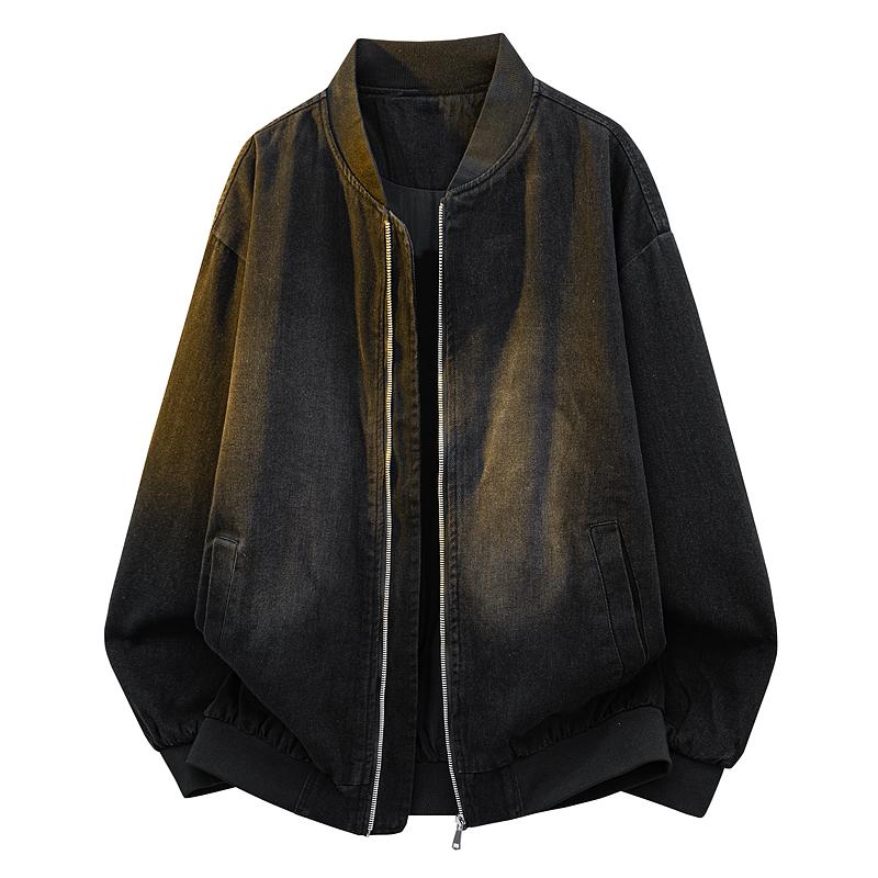 

Casual Sports Jacket Men s Denim Jacket Men s American Retro Loose Denim Top Men s Denim Jacket M чорний