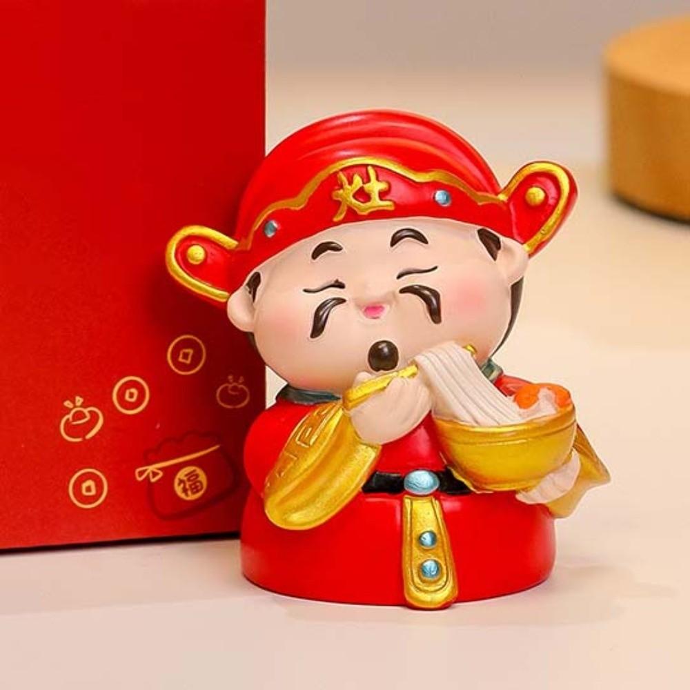 Resin Chinese Wealth God Ornament Chinese God New Year Mascot Doll  Office