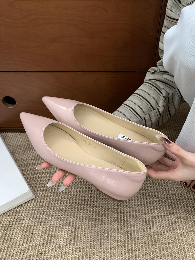 Shallow mouth height increase 3cm sexy pure desire single shoes slightly exposed toe seam pointed flat shoes versatile commuter women's single shoes