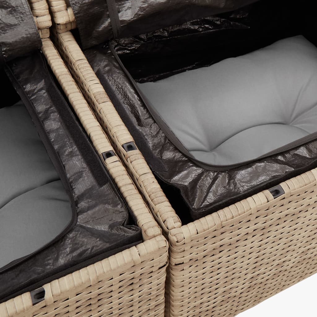 Vidaxl Gartensofa mit Kissen, 2-Sitzer, Beige, Polyrattan