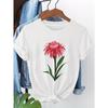 Protea Aquarell Druck Damen T-Shirt Frühjahrsausflug Tägliche Fahrt Oberteil Frischer Premium Stil Kurzarm Lebensgefühl Tee