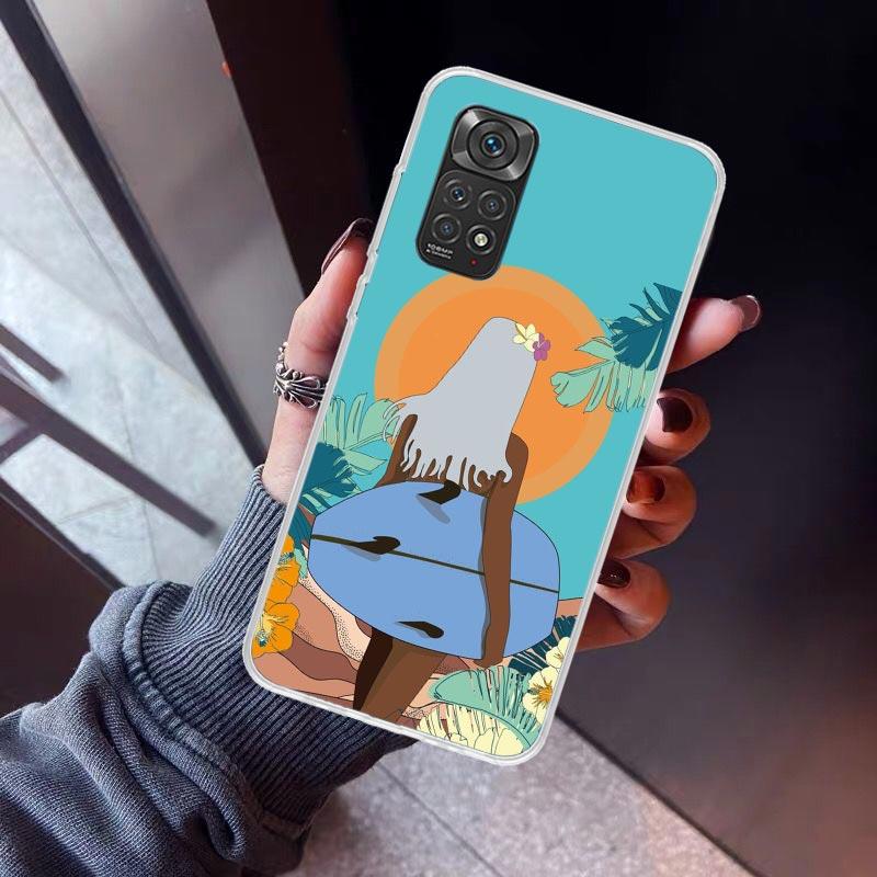 Surf Board Aesthetic Phone Case For Xiaomi Redmi Note 10 11 12 13 14 15 Pro Plus 11S 12S 14S 11T 11E 10S Soft TPU Back Cover Red