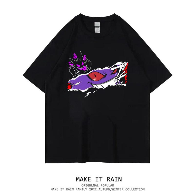 ZX Pok é mon Printed Tshirt for Children Summer Pikachu Genghis Ghost Cartoon Clothes for Boys Pok é mon Short Sleeves 4XL