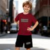 Boys 2 Piece Los Angeles Letter Print Outfit, Short Sleeve T-Shirt and Shorts Set for Kids Age 5-14, Black and White Sporty Casual Summer Clothes