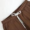 Yousheng 2 Buc/Set Ținută Casual pentru Bărbați Rever Mânecă Scurtă Cămașă la Un Rând Pantaloni Lungi cu Talie Elastică Set Ținută Culoare Solidă