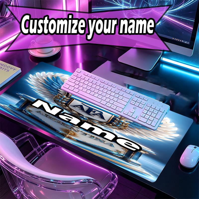 Custom Name Personalized Manchester City FC Pattern Mousepad, Laptop PC Desk Mat, Decorative Desk Mat for Home Keyboard Pad Gift