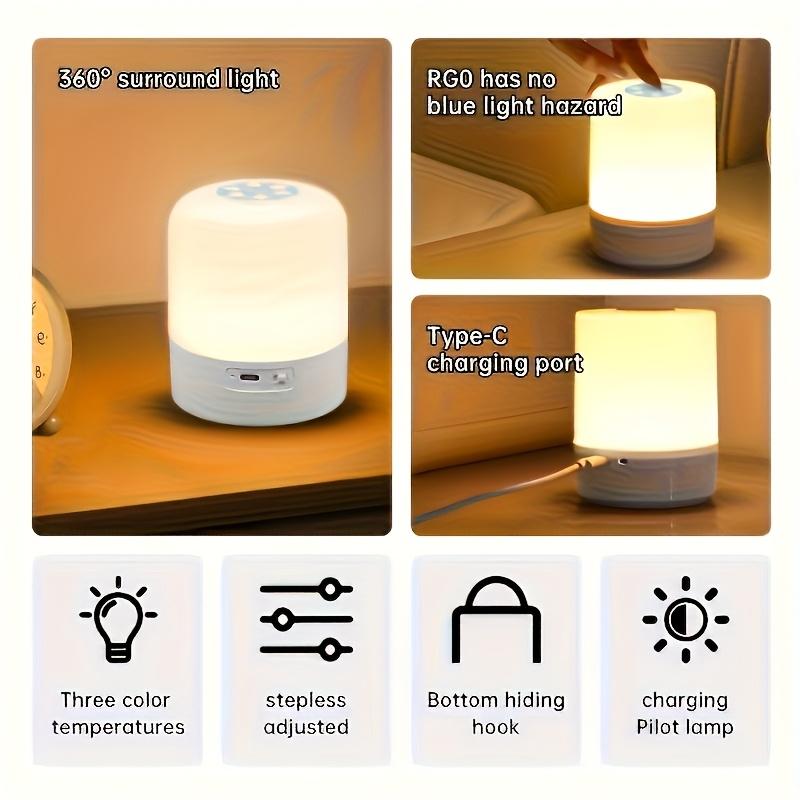 LED Night Light Dimmable Touch Smart Night Lamp Adjustment Table Lamp Baby Nursery Bedside Sleeping Reading Touch Switch