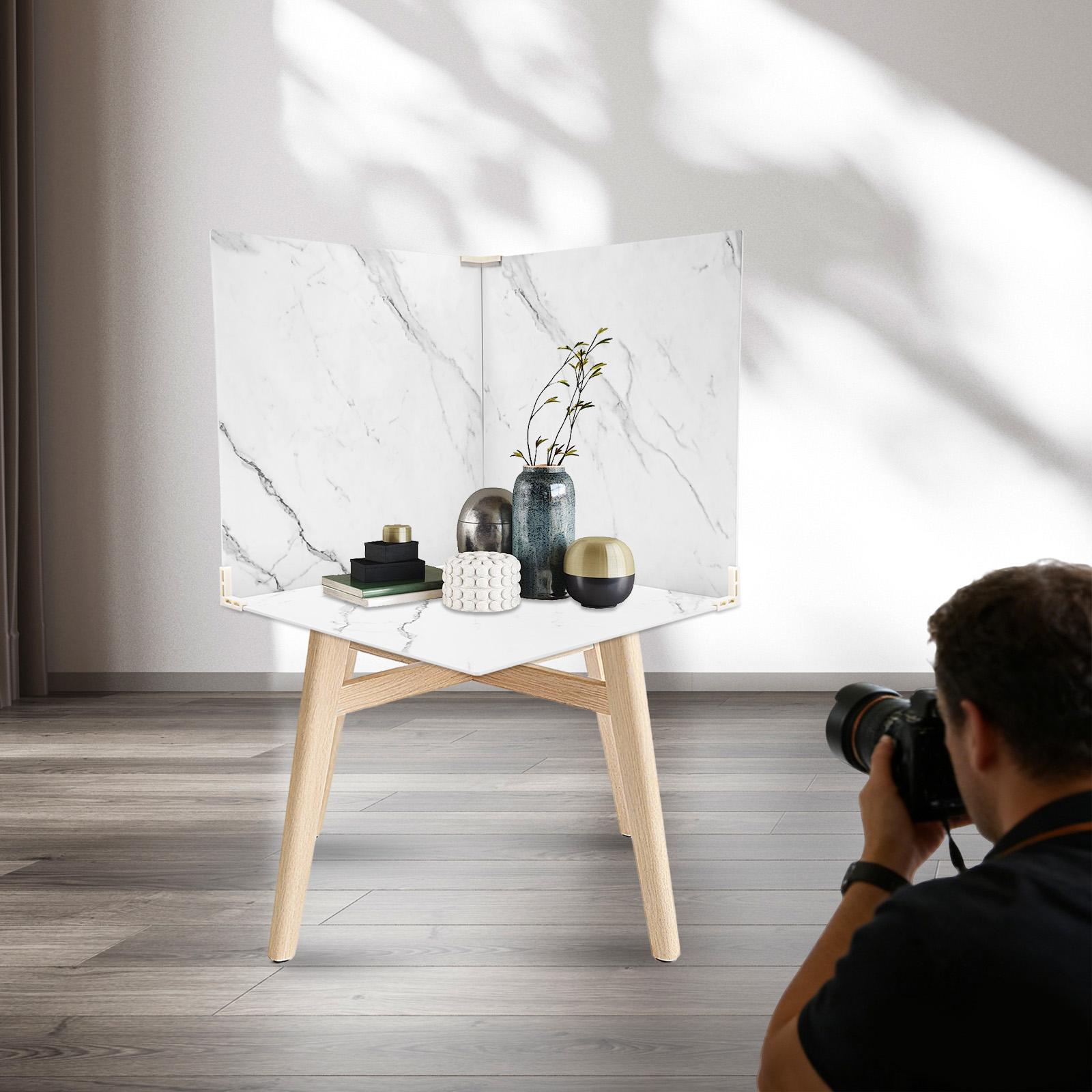 

3 шт. Доски для фотофона 24x24 дюйма, Белые и с мраморным узором, Фон для фотосъемки, Маленькие гладкие фоны для съемки белый