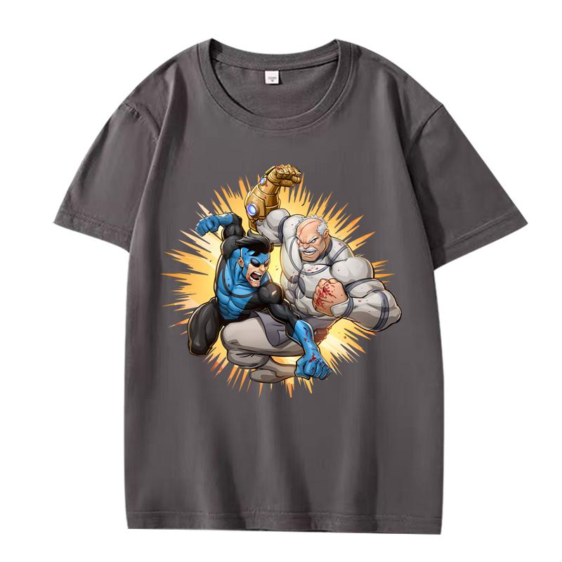 Invincible vs Conquest T Shirt men women Oversized 100% Cotton short sleeve Summer streetwear top Unisex plus sizetops