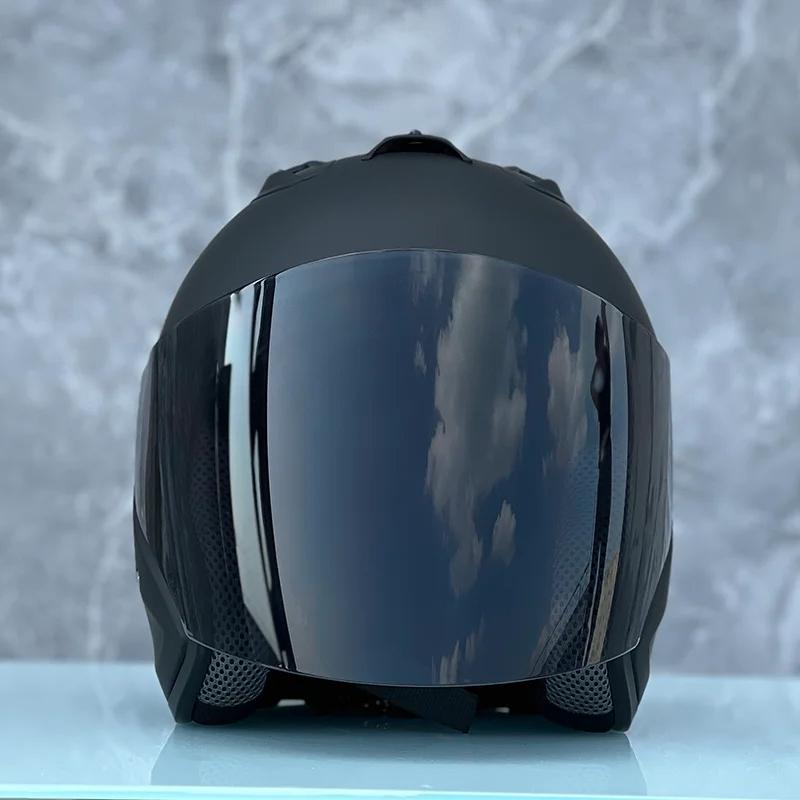 3/4 Open Face Helmet Ram4 Matte Black Motorcycle Helmet Summer Men and Women Jet Scooter Motobike Half Helmets Cascos Para Moto