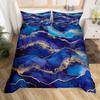 Marble Duvet Cover Twin, Gold Glitter Abstract Marbling Bedding Set Watercolor Stone Marble Texture Comforter Cover, Aqua Blue