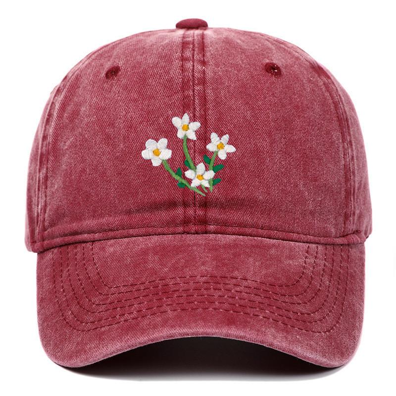 Floral Embroidered Baseball Cap With Curved Brim For Casual Style