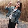 Women's Retro Short Denim Jacket with Polo Collar