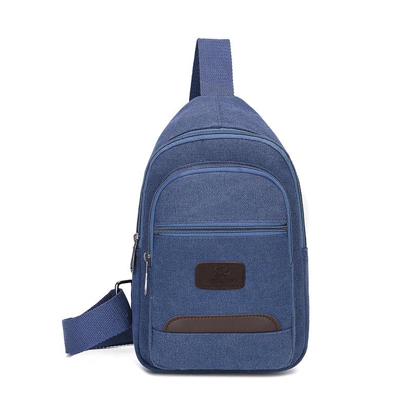 Multi-layer Men's Large Capacity Canvas Crossbody Chest Bag - Convenient Single Shoulder Portable Storage for Work.