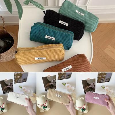 Large Capacity Pencil Case Stationery Pen Case Corduroy Pencilcase School Supplies Pencil Pouch Back To School