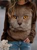 Cute Cat Printed Long Sleeved T-shirt