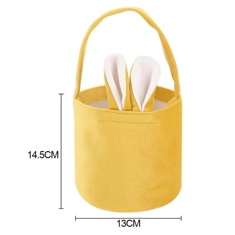 Easter Bunny Tote Bag with Bunny Ears ReusableCanvas Party Gift Basket Egg BoxCandy Bag for Easter Gifts and Decorations