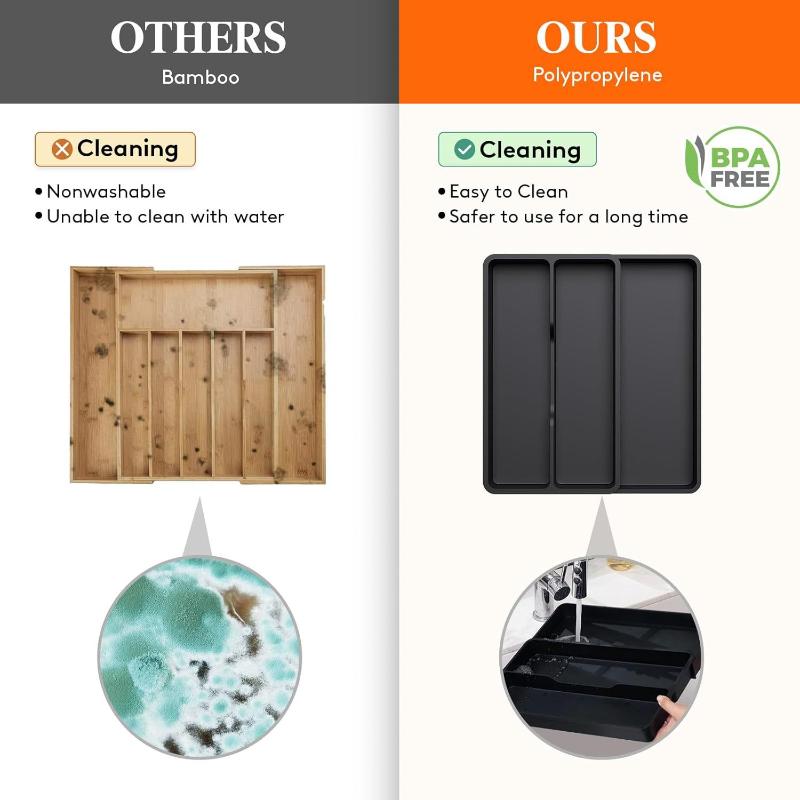 Expandable Utensil Tray Silverware Spoon Organizer Drawer Cover Adjustable Cutlery Tray Drawer Organizer Kitchen 1PC