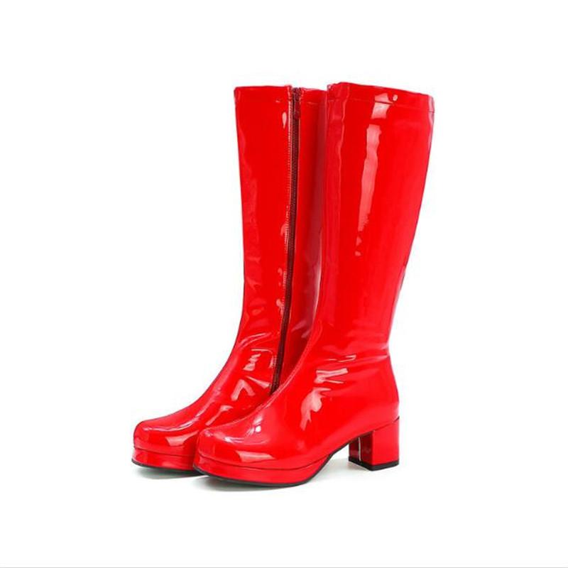 Damenstiefel Mode Plateau-Stiefel Cosplay Weiß Rot Kniehohe Stiefel für Damen Übergröße Reißverschluss Stiefel High Heel Schuhe 30-46