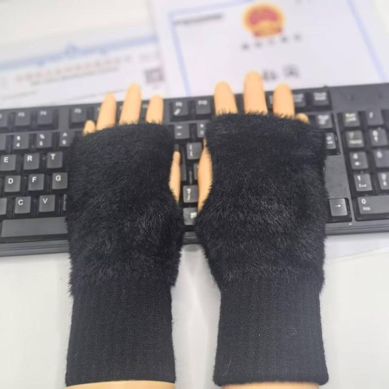Dew Finger Autumn and Winter Elastic Plush Knitted Half Finger Gloves Students Men and Women Winter Dew Finger Writing Antifreeze Gloves