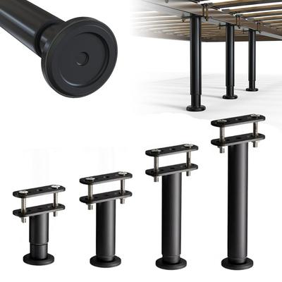 Pernas de Suporte para Estrutura de Cama Ajustáveis Pernas de Cama Pretas Resistentes Pernas de Móveis Metálicas com Suporte de Carga