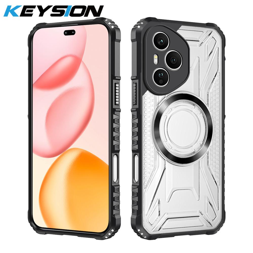 KEYSION Transparent Magnetic Case for Honor 400 Pro 5G Silicone+PC Heavy Duty Shockproof Phone Cover for Huawei Honor 400 Lite