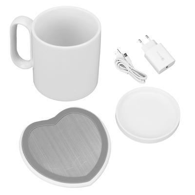 Calentador de Café Eléctrico en Forma de Corazón 2 Ajustes de Temperatura Constante Calentador de Taza con Taza para Té