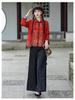 Herbst Retro Chinesischer Froschknopf Bestickte Langarm Tang Anzug Jacke für Damen.