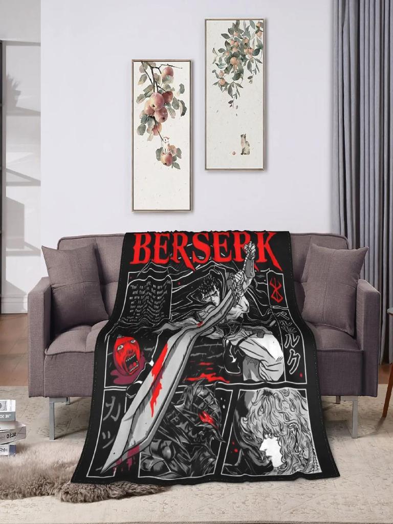 Berserk Anime Soft Plush Throw Blanket for Kids Funny Flannel Bedspread for Couch Bed and Sofa