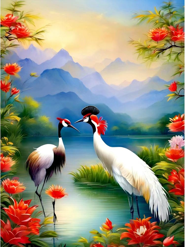 Animals 5D Diamond Painting Bird Red crowned Crane Diamond Inlay Set with Square/Round Embroidery DIY Home Decoration Gift