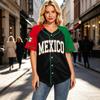 Women's Mexico Soccer Jersey Baseball Shirt Button Down Short Sleeve Lightweight Casual Top for Outdoor Sports and Daily Wear