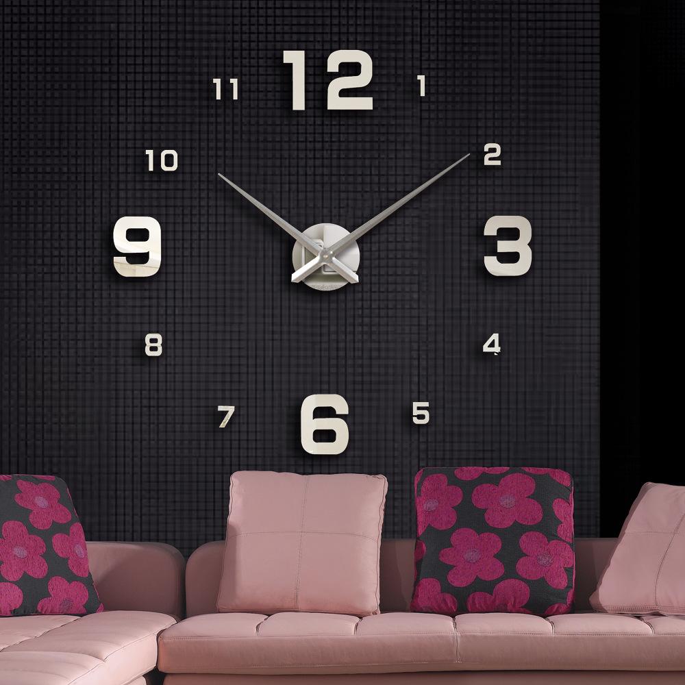 3D Digital Wall Clock Frameless Wall Clocks Wall Stickers For Home Living Room Decor Quartz Needle Self Adhesive Hanging Watch
