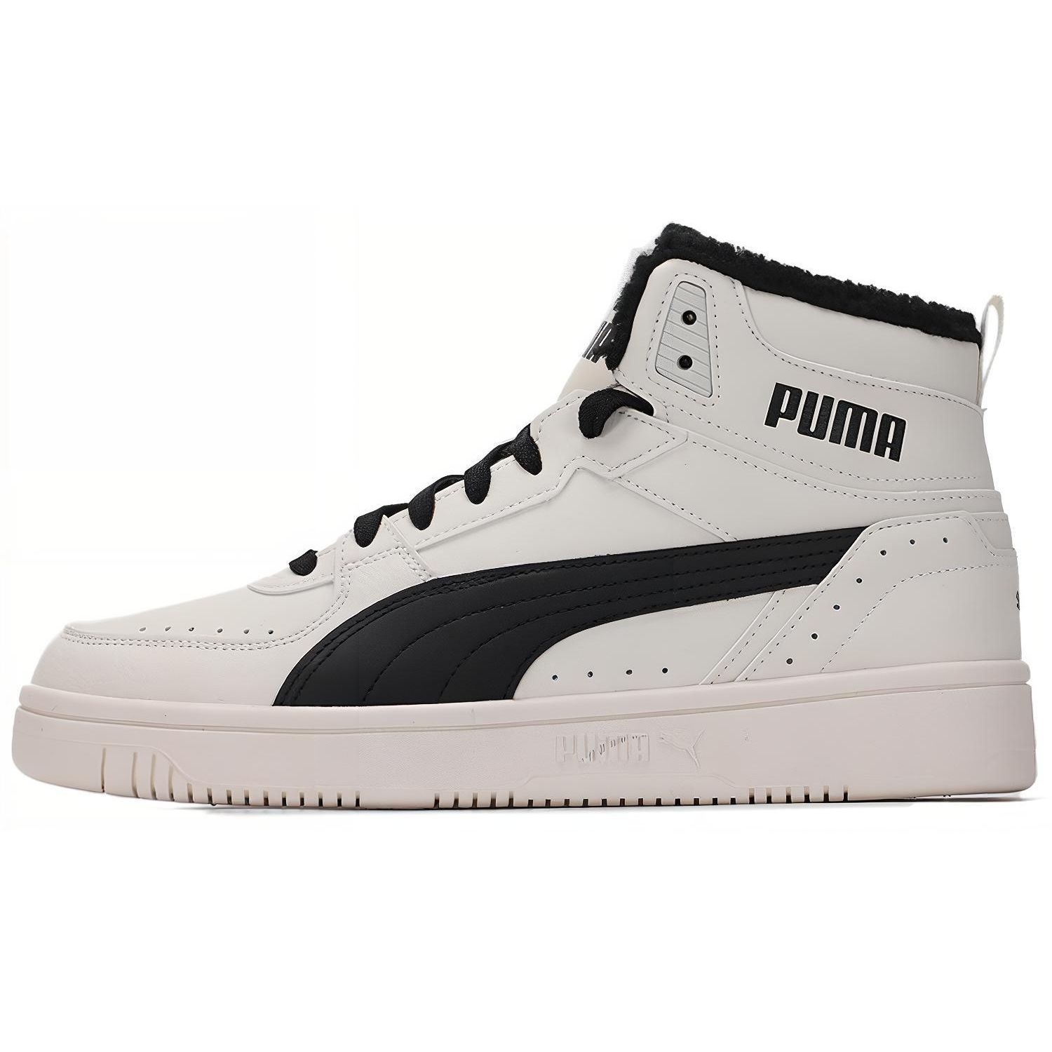 

Puma Rebound Joy Fur - Whisper Білі чорні кросівки унісекс кремовий 375576-09 35.5