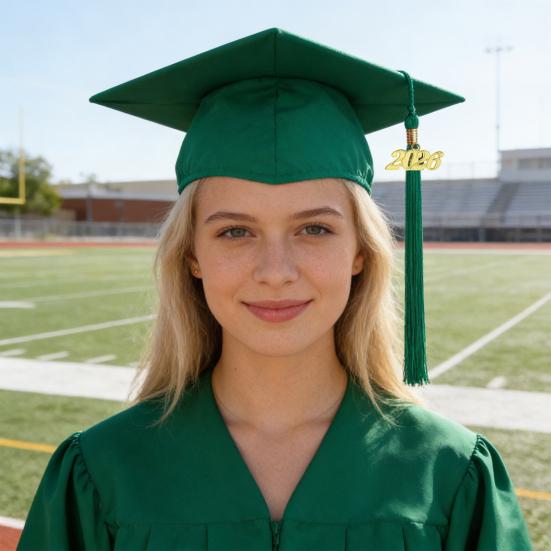 Studentmössa 2026 Examenshatt Slät Yta Fyrkantig Krona Design Examenshatt med Guldtofs Årsinredning