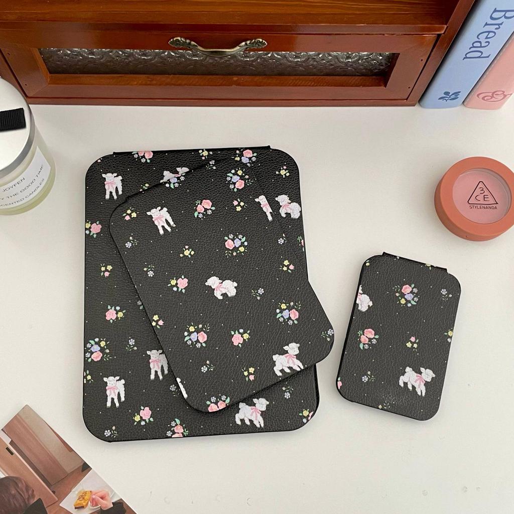 Portable Girly Floral Folding Makeup Mirror for Travel & Dormitory
