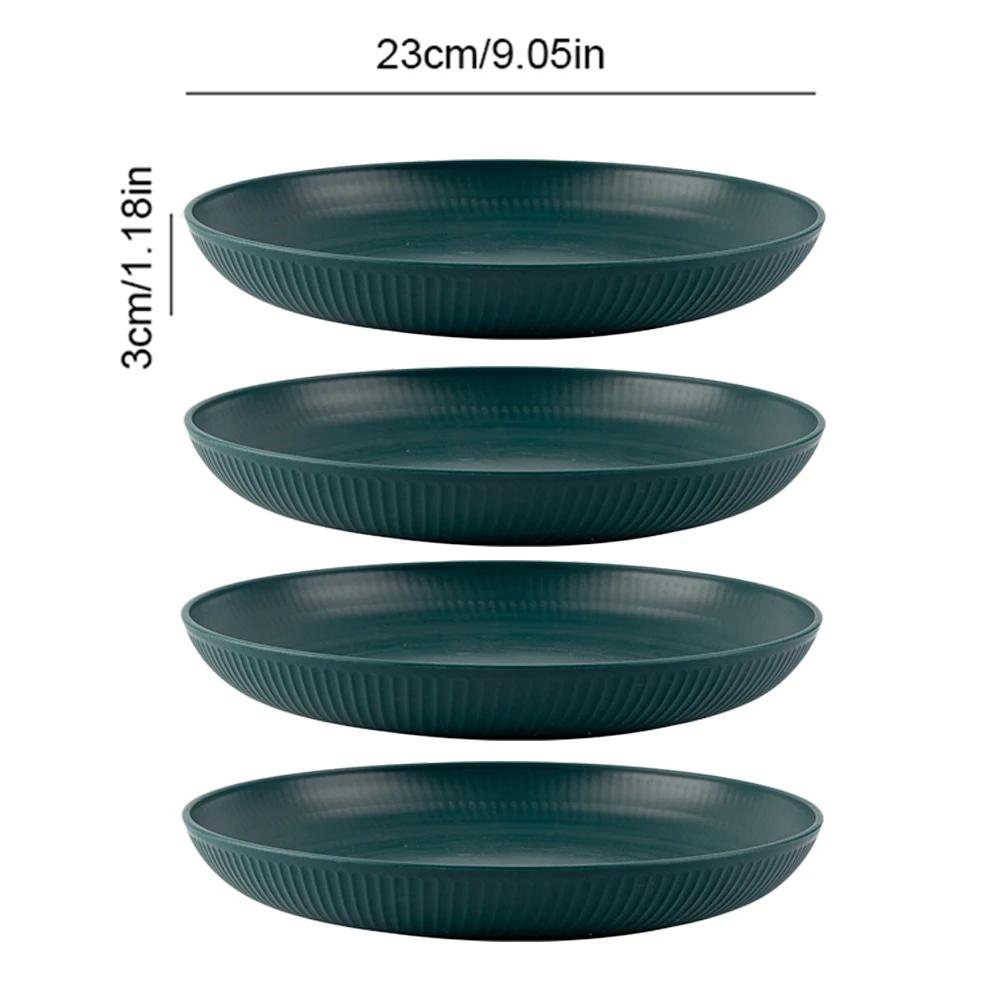 23cm Round Salad Dessert Dinner Plate Stackable Unbreakable Reusable 4Pcs Wheat Straw Dish Microwave Safe Fruit Plate for Dining