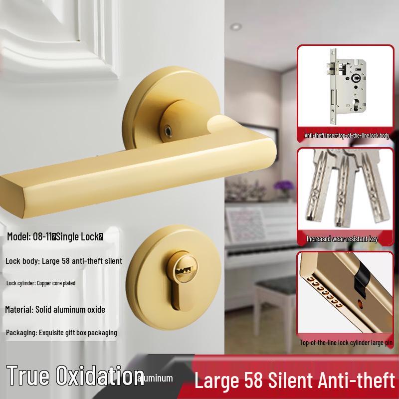 Univerzální magnetický černý vnitřní zámek kliky dveří pro dřevěné dveře ložnice