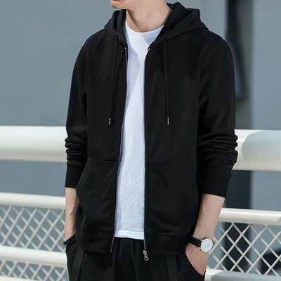 American Trendy Men's Sporty Hooded Cardigan with Zipper
