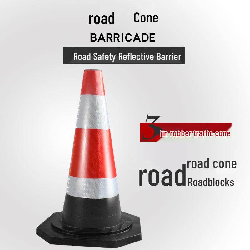 70cm Reflective Rubber Safety Cone - High-Speed Traffic Warning & Isolation Barrier