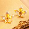 Solid Color Pearl Ear Studs Elegant Flower Earrings Jewelry Fashion Ginkgo Leaf Earrings  Gift