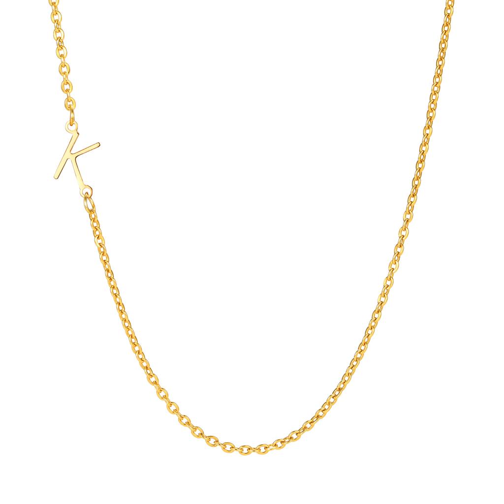 A-Z 26 Letters Initial Necklaces for Women 18k Gold Color Stainless Steel Necklace Rolo Chain Pendants Anniversary Jewelry
