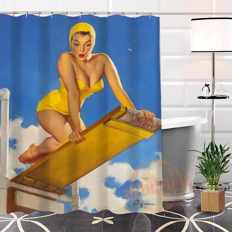 Eco-Friendly Custom Unique Pin Up Girl Modern Shower Curtain Bathroom Waterproof For Yourself H0220-54