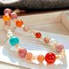 Retro Gorgeous Natural Chalcedony Mahogany Pattern Shell Sunstone Collarbone Chain Necklace