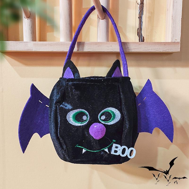 Halloween Pumpkin and Ghost Velvet Tote Bags for Kids