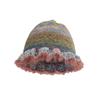 Handmade Knit Striped Bucket Hat for Woman Weaving Striped Plush Floppy Bucket Hat Adult Teens Winter Fisherman Cap