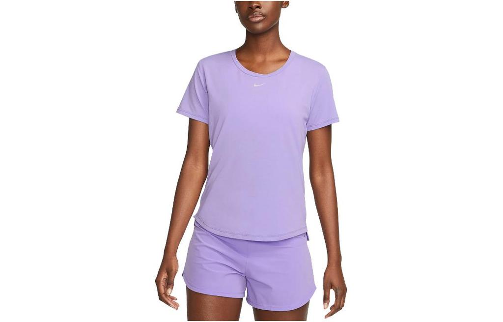 Nike T Shirts Women's Light Purple Crew Neck Moderate Straight Fit DD0619-567