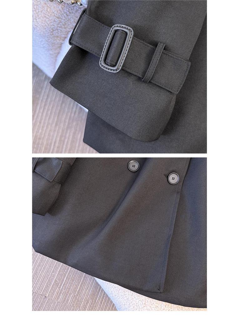 Plus Size British Style Mid-Length Trench Coat for Women, Waist-Cinched for a High-End Feel, Fits 130-350 lbs, Spring to Winter Fashion.