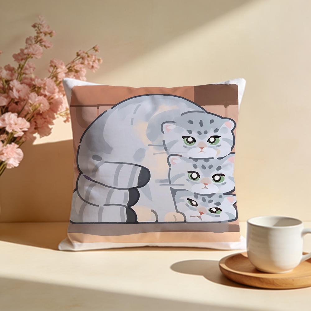 Fluffy Pallass Cat Cushion Cover Soft Pillow Cases for Home Bedroom Living Room Sofa